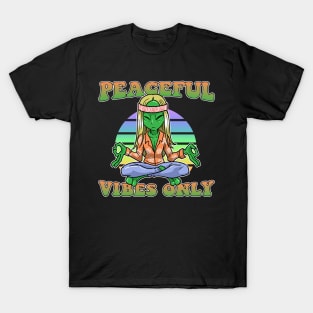 Peaceful Vibes Only Hippie Alien Vintage Ufos T-Shirt